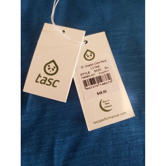 tasc Performance St. Charles Crew Neck Long Sleeve T-shirt Bamboo Blue XL - Picture 5 of 5